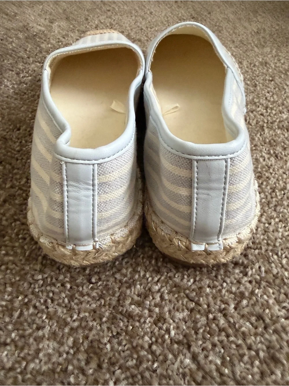 Bandolino Light Blue and Cream Striped Espadrille Slip-On